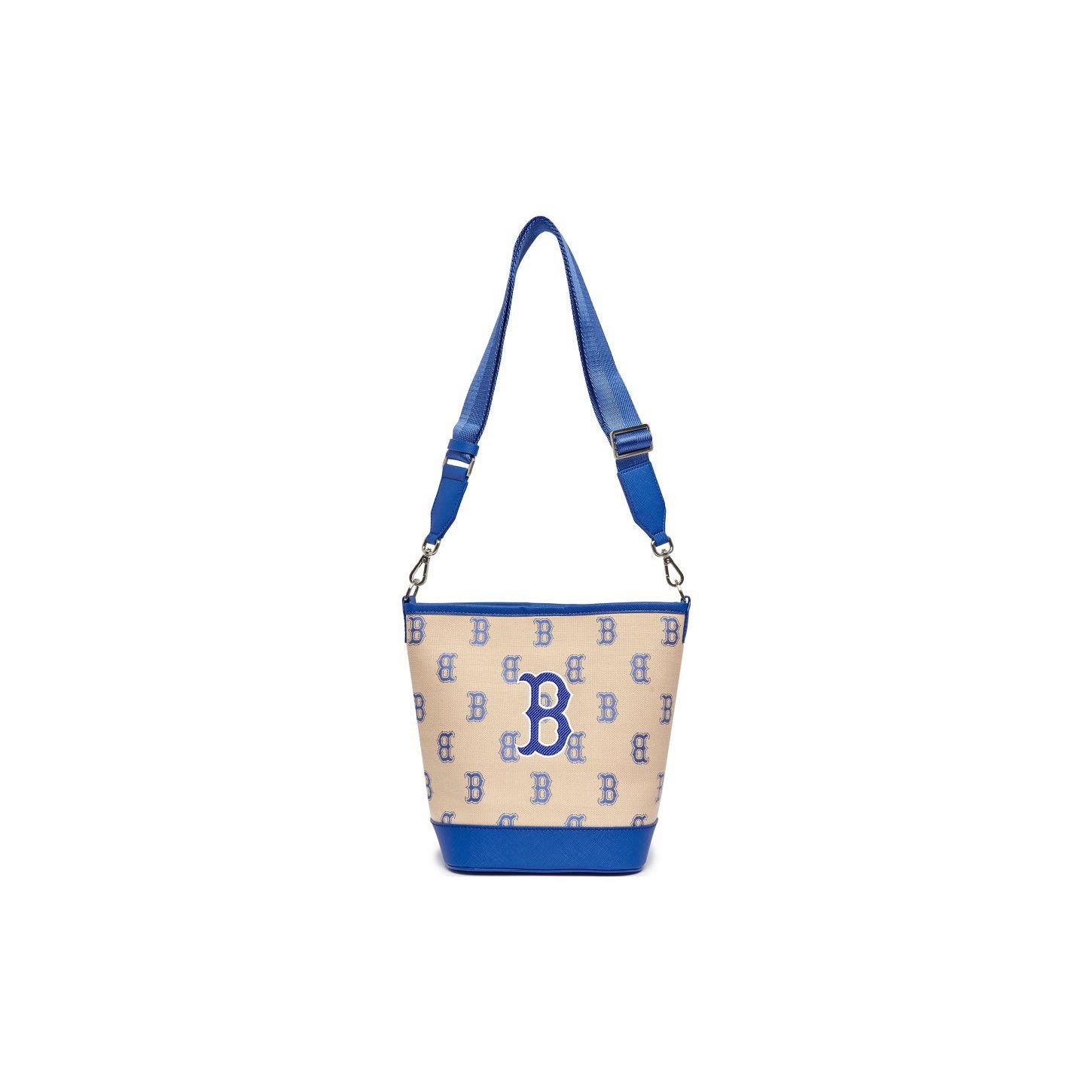 

MLB SS23 Boston Red Sox Large Logo Print Vintage Floral Adjustable Strap Casual Bucket Bag Women Bags Blue Beige 3ABML023N-43SAL Shopping Bag Set(Basic Set+Shopping Bag)