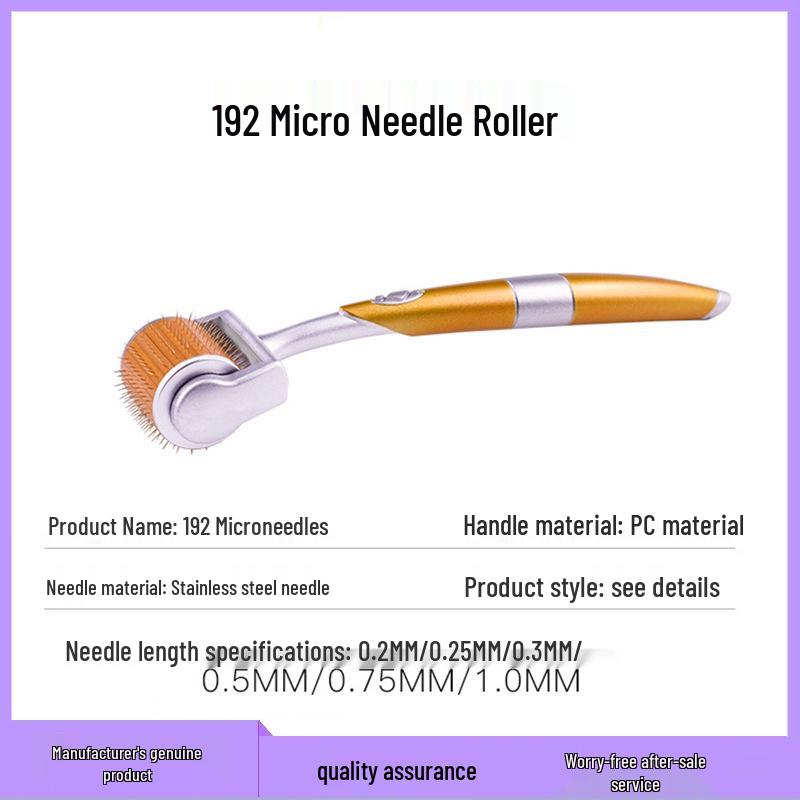 192-Needle Titanium Microneedle Facial Roller - Manual Massage Tool for Cross-Border Trade.