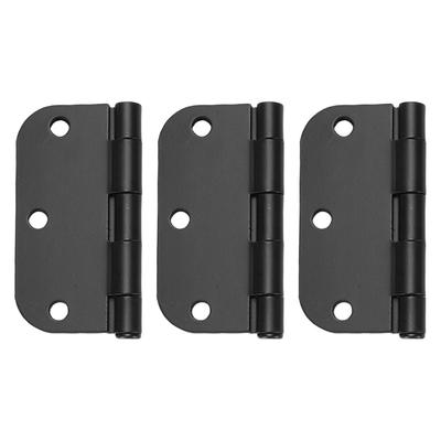 Rounded Door Hinges 3.5 Inch 5/8 Radius Matte Black Exterior Interior Door Hinges for Doors Office Bed Room Outdoor Window Construction Hardware