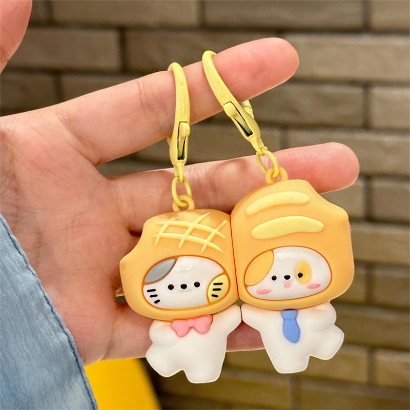 1Pair Cute Cat Dog Magnetic Keychain Pendant Cartoon Creative Couple Keyring Exquisite Backpack Decoration Accessories Gifts