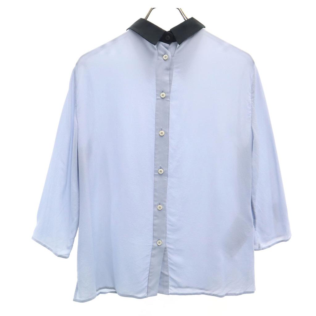 Prada 7 Minutes Sleeve Blouse 40 Blue Gray Back Opening Women Used