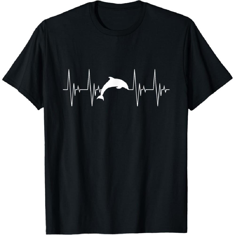 

Dolphin White Heartbeat ECG Animals Underwater World Whales T-Shirt XXXXXL чёрный