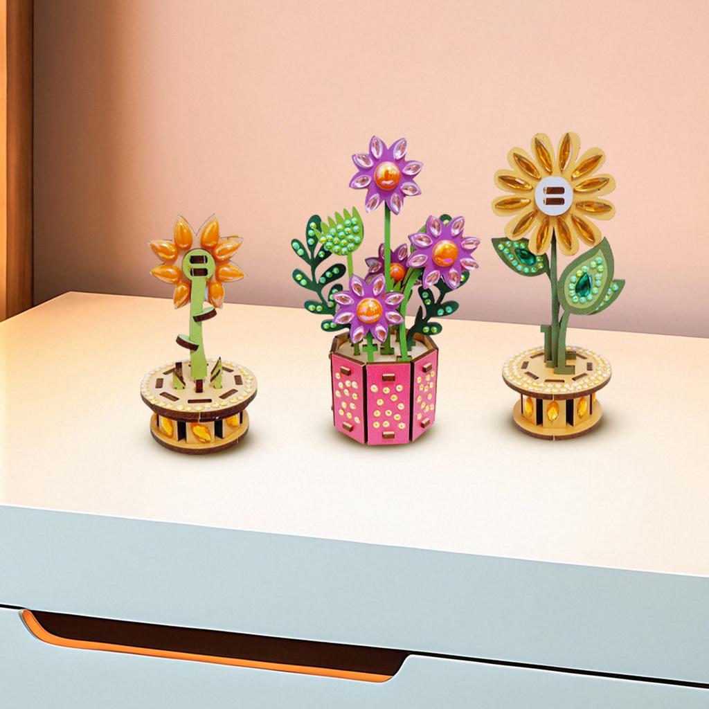3D Puzzle DIY Wooden Flower 3D DIY Wood Crafts Flower Flower Wooden Ornaments for Adults & Youngster