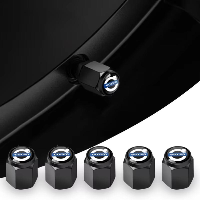 5PCS Car Wheel Tire Valve Caps Metal Stem Cover For Volvo XC60 V50 V40 XC90 S60 S40 S80l V90 V60 EX90 S90 XC40 C40 S70 Accessory