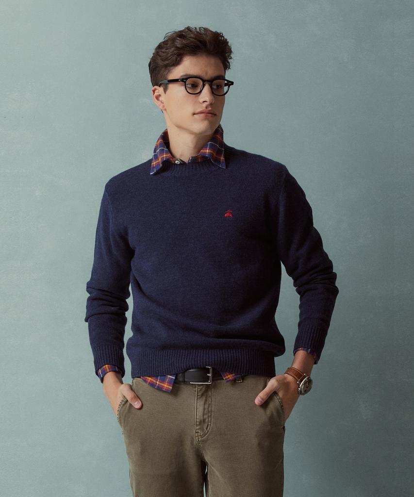 BROOKS BROTHERS Wool Solid Pullover (Navy) (Bbwrmof413)