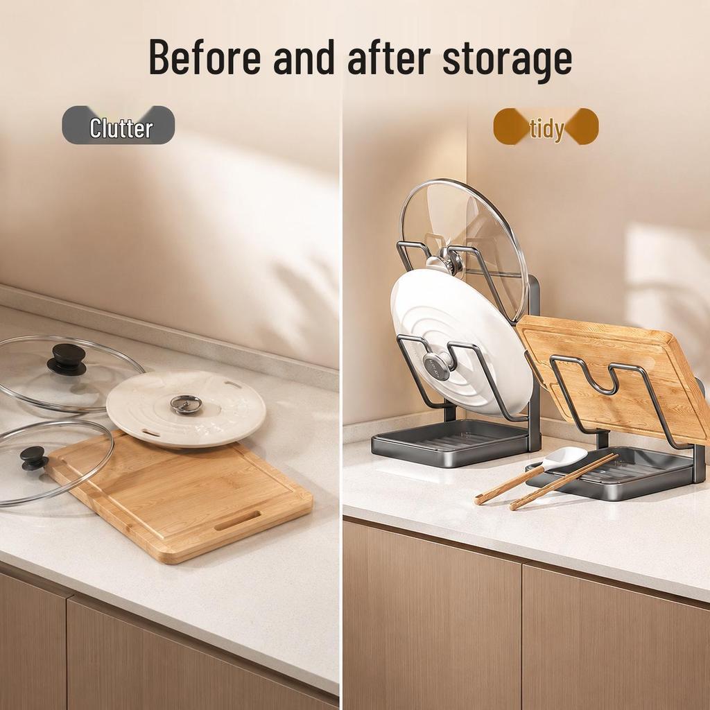 Pot Lid & Spoon Countertop Kitchen Storage Rack