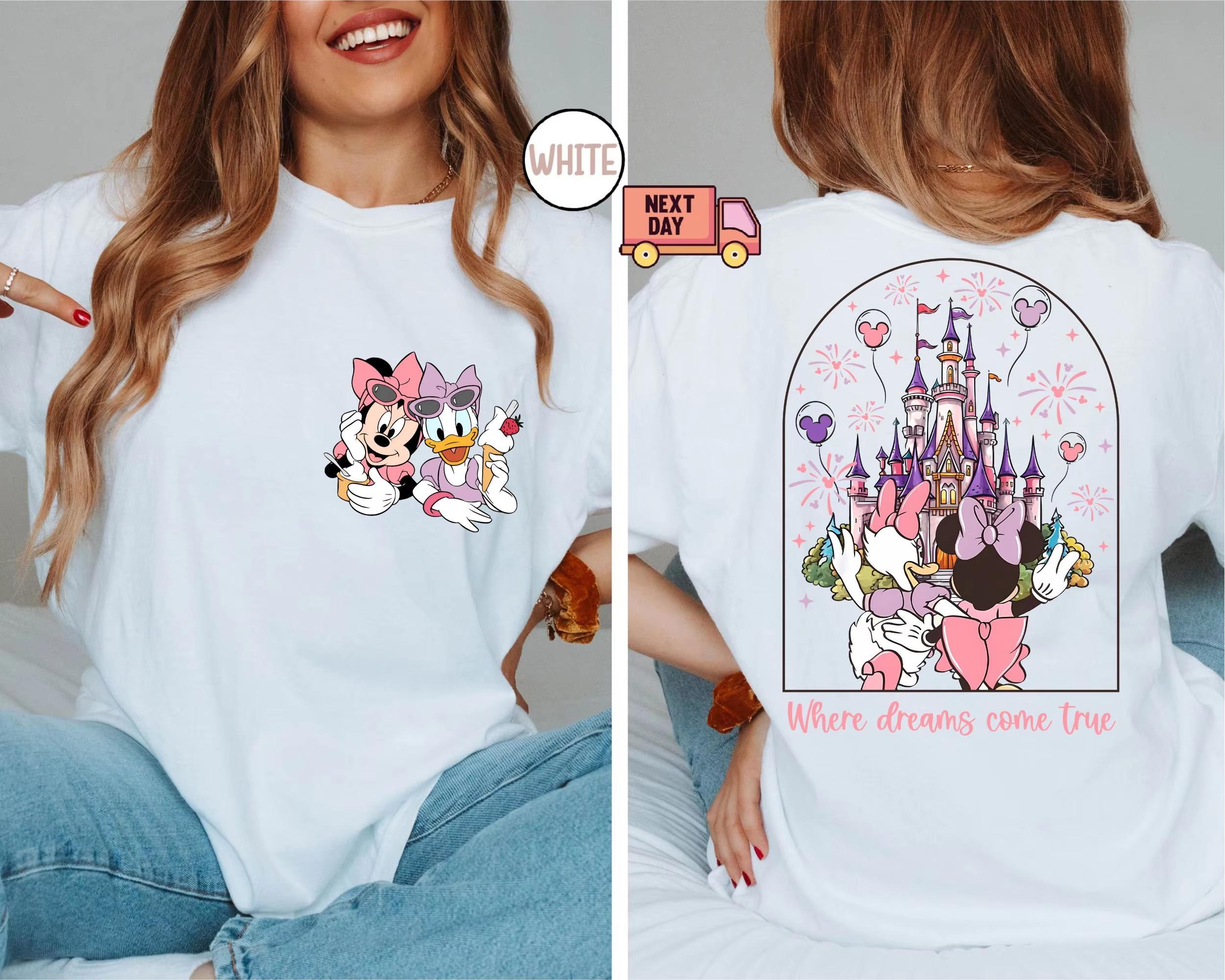 

2025 New Paradise Minnie Print Cotton Short Sleeve Womens Shirt Fashion Casual Large Size Loose Versatile TShirt S