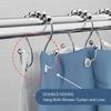 12pcs, Rustproof Stainless Steel S Shape Shower Curtain Hooks Rings, For Bathroom Shower Rod Curtains, Bathroom Accessories
