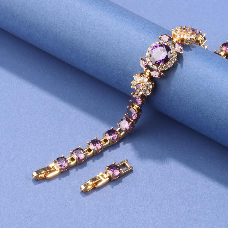 12-Colors Zircon Elegant Women'S Charms Italian Bracelet Gold Plated Luxury Wedding Jewelry Accessories