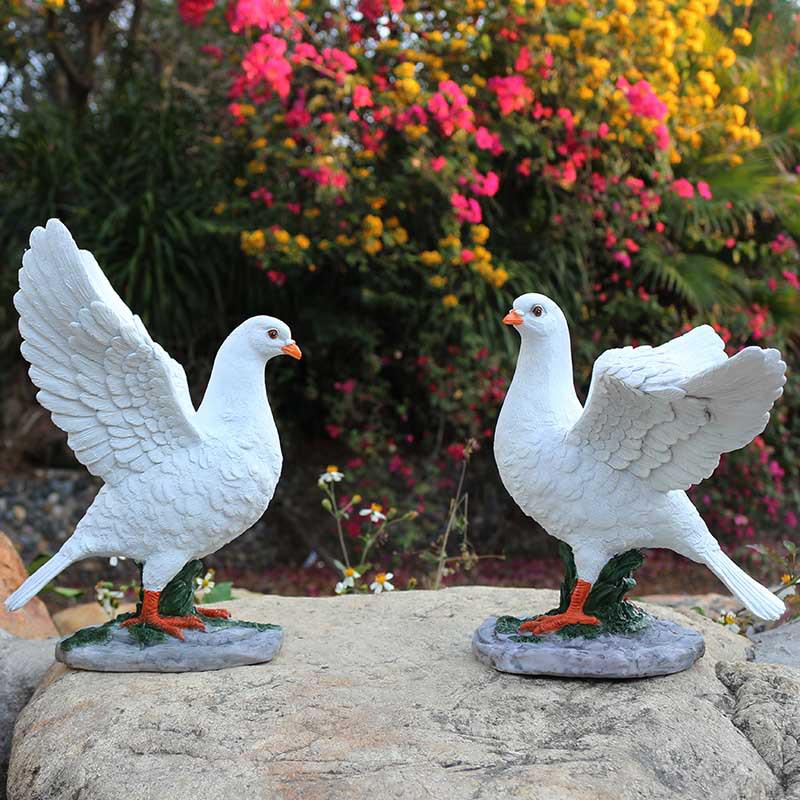 Resin White Pigeon Figurine for Outdoor Garden Decoration