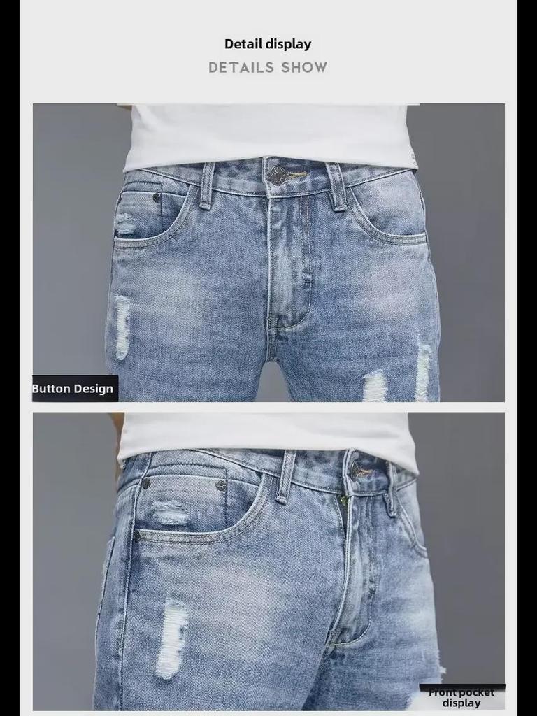 Men's Korean Slim-Fit Skinny Jeans - Trendy Casual Style for Spring and Autumn