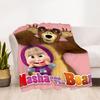 1pc Masha Bear Outdoor Blanket Lightweight Flannel, Soft & Warm, All-Season Use for Sofa, Outdoor, Camping, Living Room034
