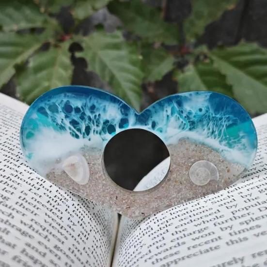 Ocean Beach Book Page Holder Handcrafted Thumb Ring Page Holder Resin Coastal Reading Accessories Gift for Book Lovers Literary Teachers