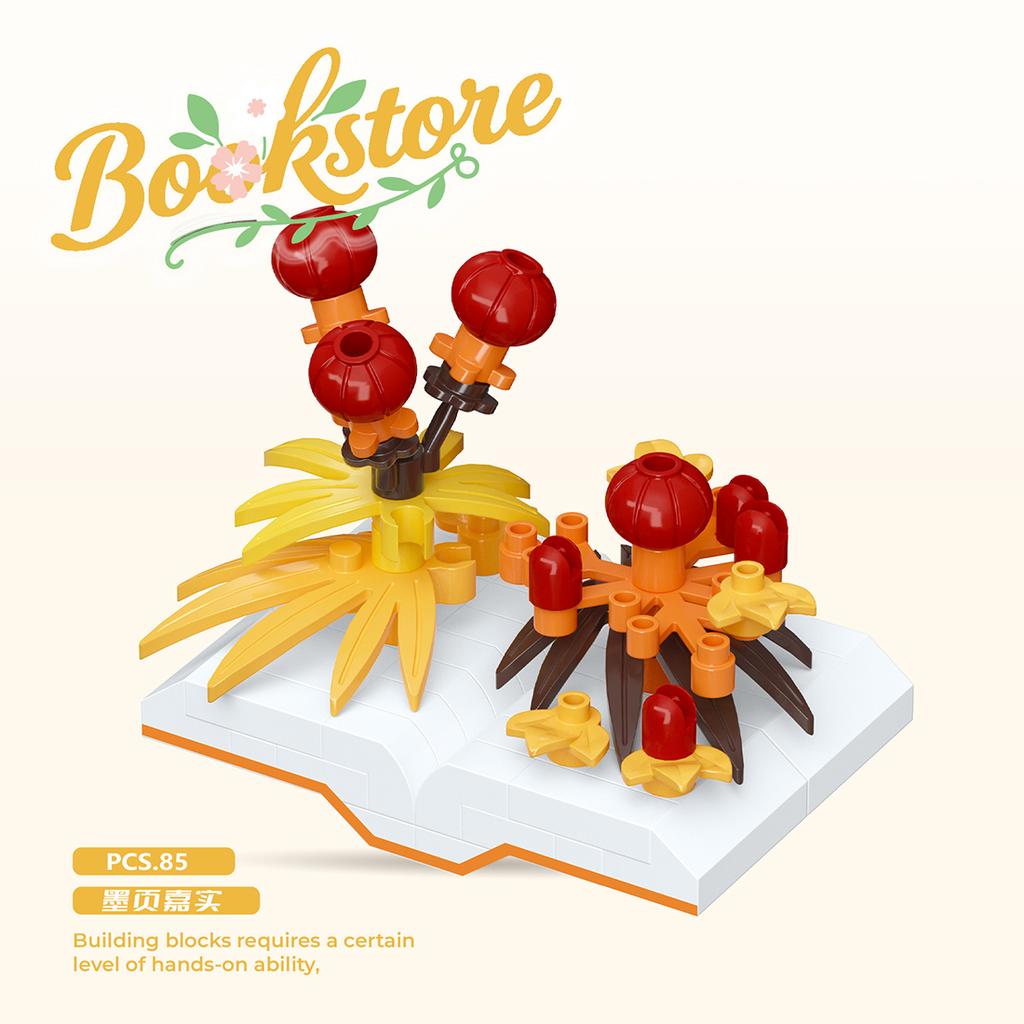 Creative Plastic Flowers Book Series Micro Building Blocks Educational Kids Toys Desktop Decoration Gift for Mother's Day