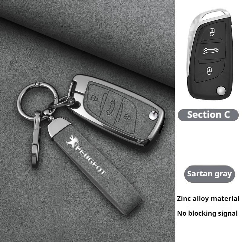 Zinc Alloy Leather Remote Shell Key Case Fob Cover Skin Holder For Peugeot 208 2008 308 3008 508 408 307 4008 RCZ 5008 301 407