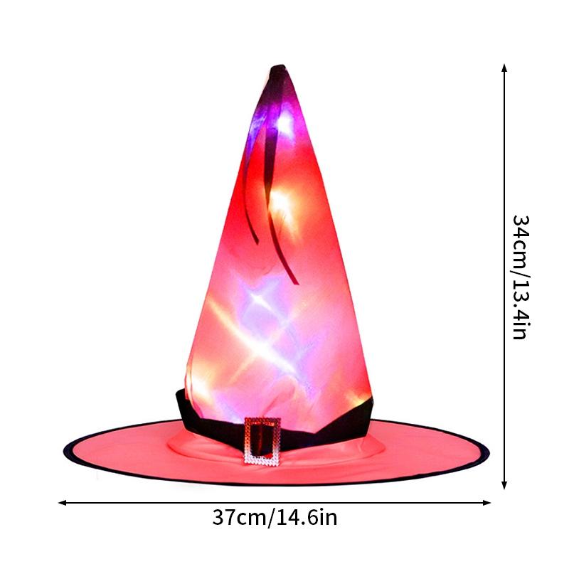 Chapéu de Bruxa LED Decoração Halloweeen Exterior Chapéu LED Bruxa Cosplay Dia dos Mortos Mexicano Festa Bola Mago Cosplay Para