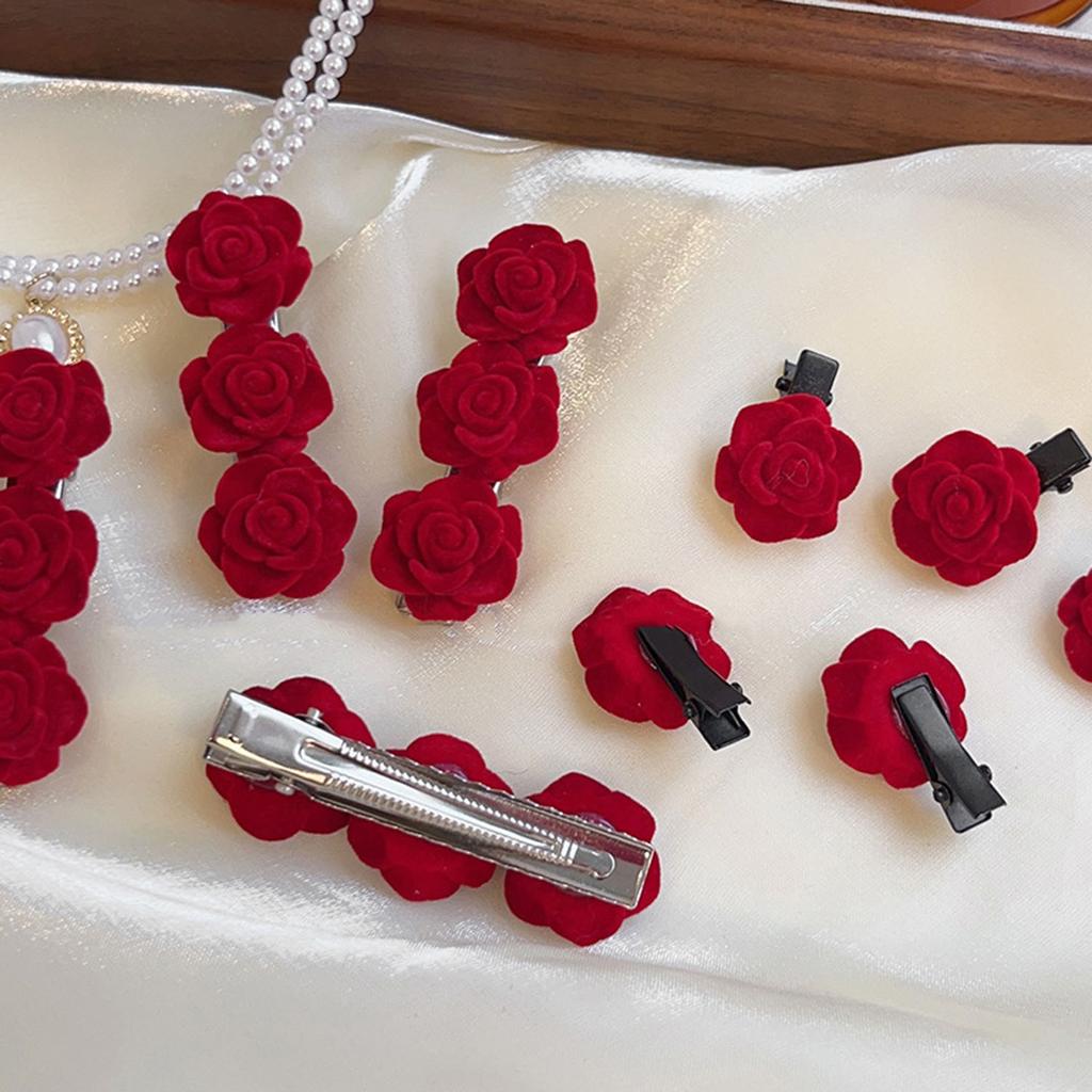 Red Hair Clip Braided Hair Small Flower Hair Clips Hairpin Girl Cute Headdress Girl Mini Barrettes Hairpins Hair Accessories