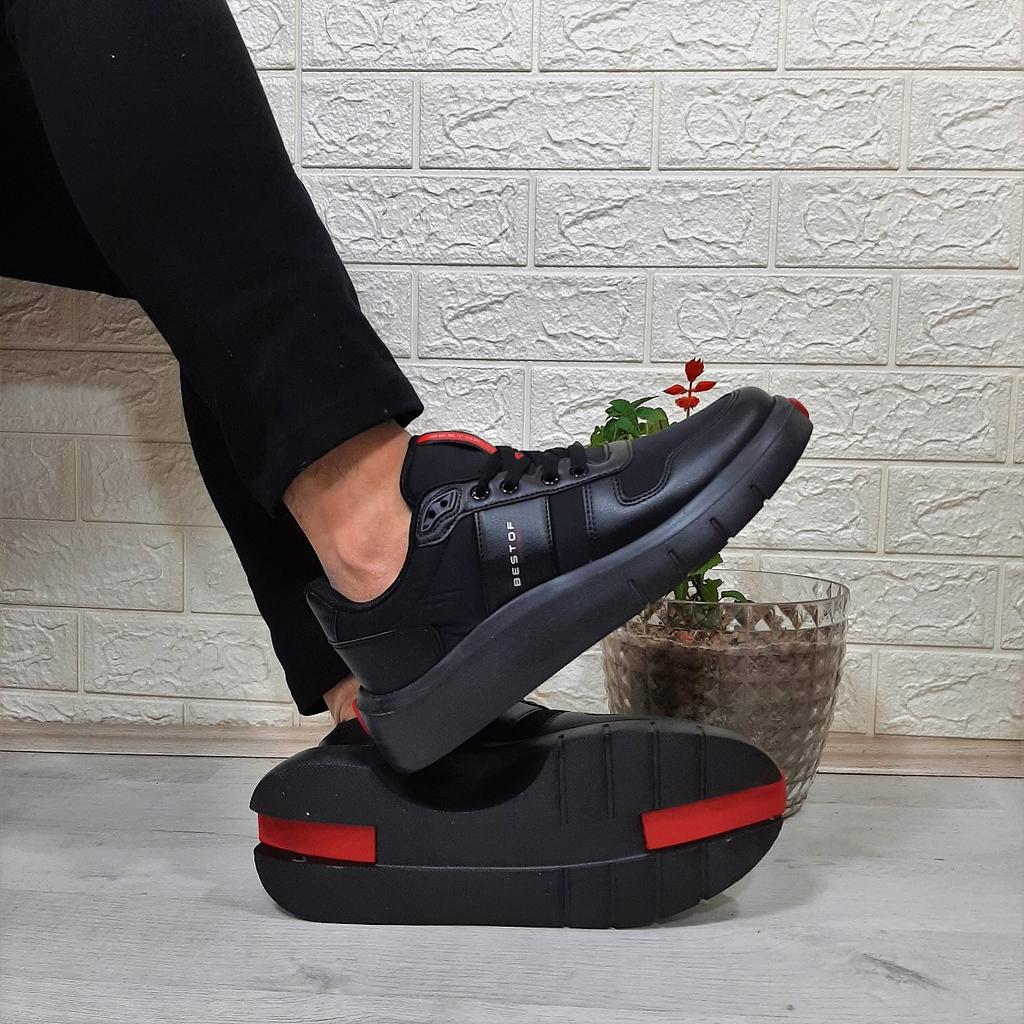 Bestof 544 Black-Black Fuspet Thick Soled Sports Shoes