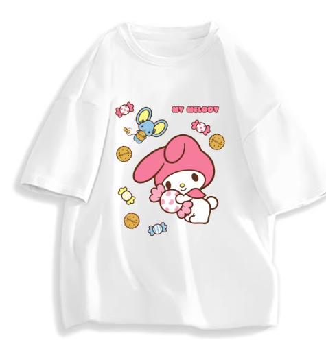 2026 New Fashion RoundNeck ShortSleeve TShirt Spring Summer Sanrio My Melody Women TShirt Unisex Trendy Cute Top Clothing