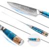 3-Piece Stainless Steel Kitchen Knives Set Japanese Professional Chef Knife with Blue Resin Handle Cooking Knife, Elegant Box
