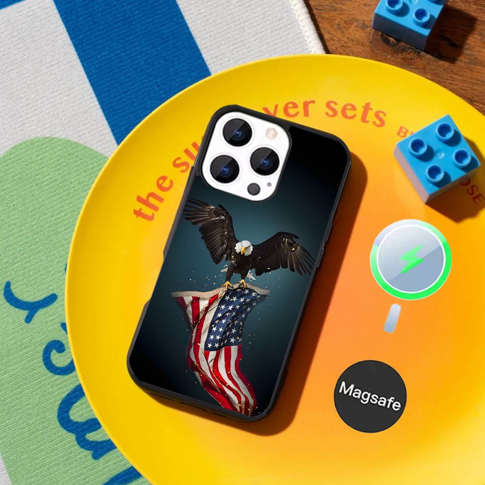 Flag American USA Phone Case For iPhone 17,16,15,14,13,12,11,Pro,Max,Plus,Mini,SE4,E Magnetic Magsafe Wireless Charging