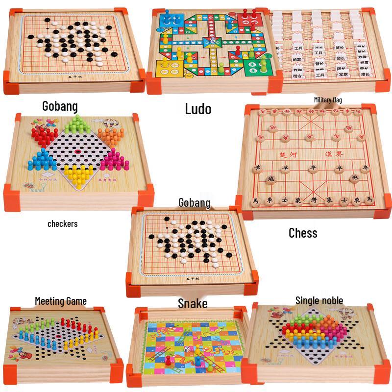 9-in-1 Multi-Game Wooden Chess Set