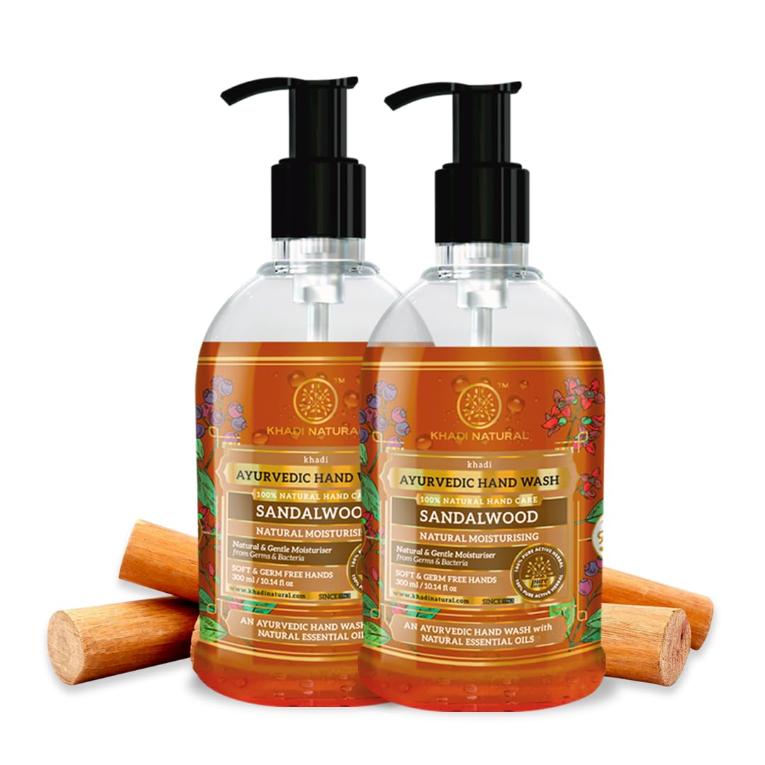 

Khadi Natural Sandalwood Hand Wash 2x210 ml Moisturizing Germ Protection For Soft Clean Hands All Skin Types