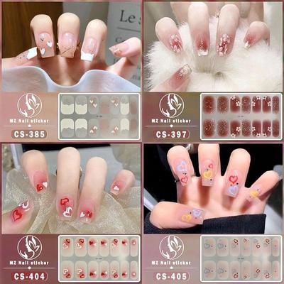 1PC tinta unita scalogno rosa smalto per unghie pellicola panda motivo floreale salto sfumatura di colore patch per unghie completo impermeabile impacchi per unghie di lunga durata