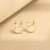 Korean Version Korean Sweet and Cute Natural Fritillary Bunny Stud Earrings Gold-plated Silver Needle Versatile Animal Earrings Earrings Women