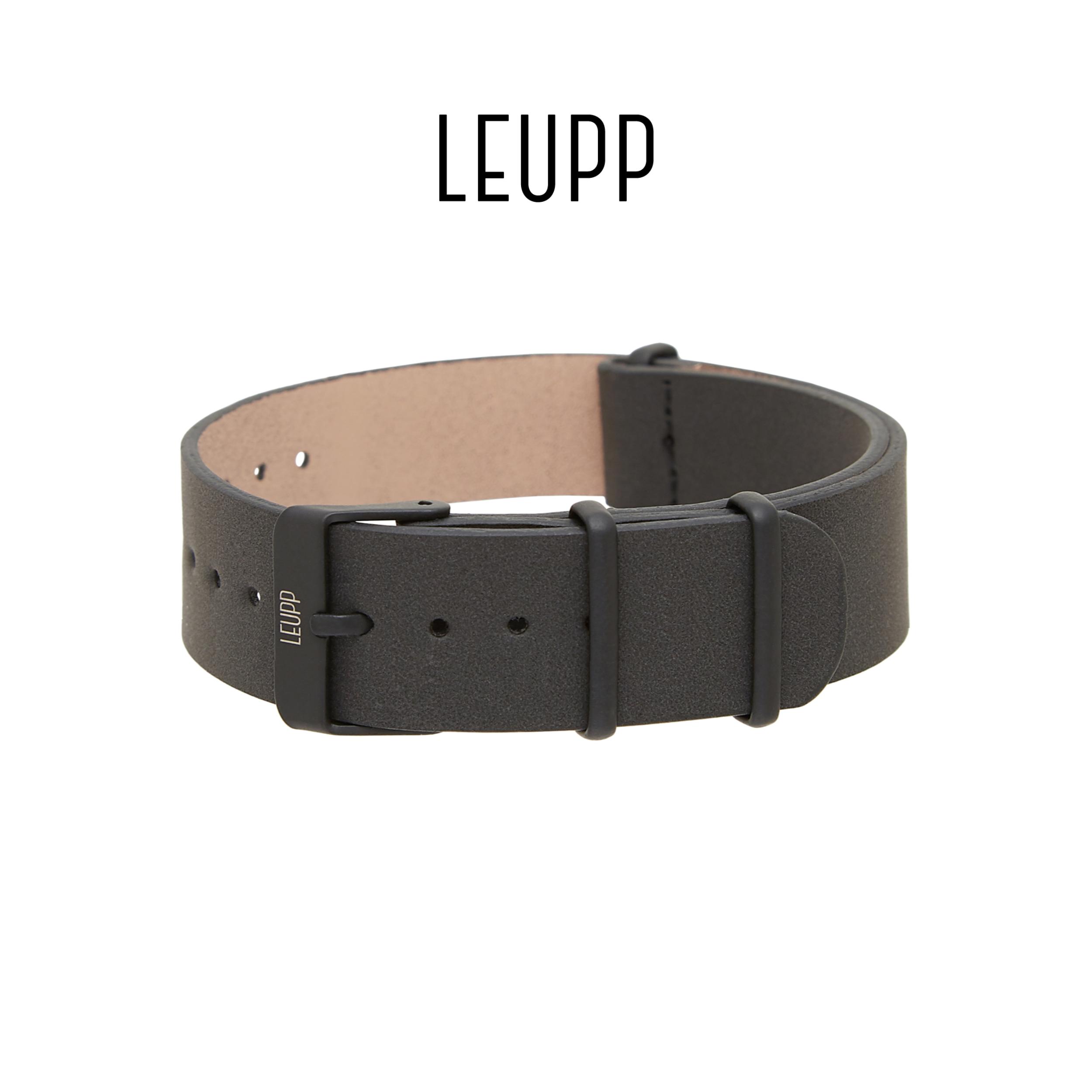 LEUPP Nato Black/Black Watch Strap, 20mm