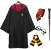 [SCLYX] Harry Potter Gryffindor Hufflepuff Slytherin Ravenclaw Cosplay Costume 5-Piece Set for Adults, Unisex, Magic Robe #25021 (Gryffindor,