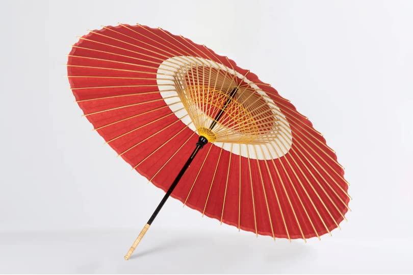 Yamamoto Bamboo Crafts Japanese Janome Rain (YAMAMOTOTAKIZAYIKUYA) Umbrella, Bangasa, Umbrella, Umbrella, Two-Stage, Two-Step (Janome Pattern, Red)