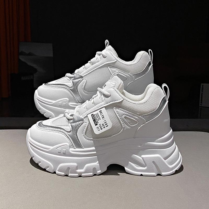 Mesh dad shoes 2024 spring and autumn new fashion Korean version of women's sports shoes heightened platform casual women's single shoes