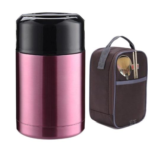 SOLLENT Vacuum Insulated Soup Jar, Thermos, Lunch Jar, Keeps Hot or Cold, 800/1000/1200ml Capacity, Food Container (1200ml, Rose Red)