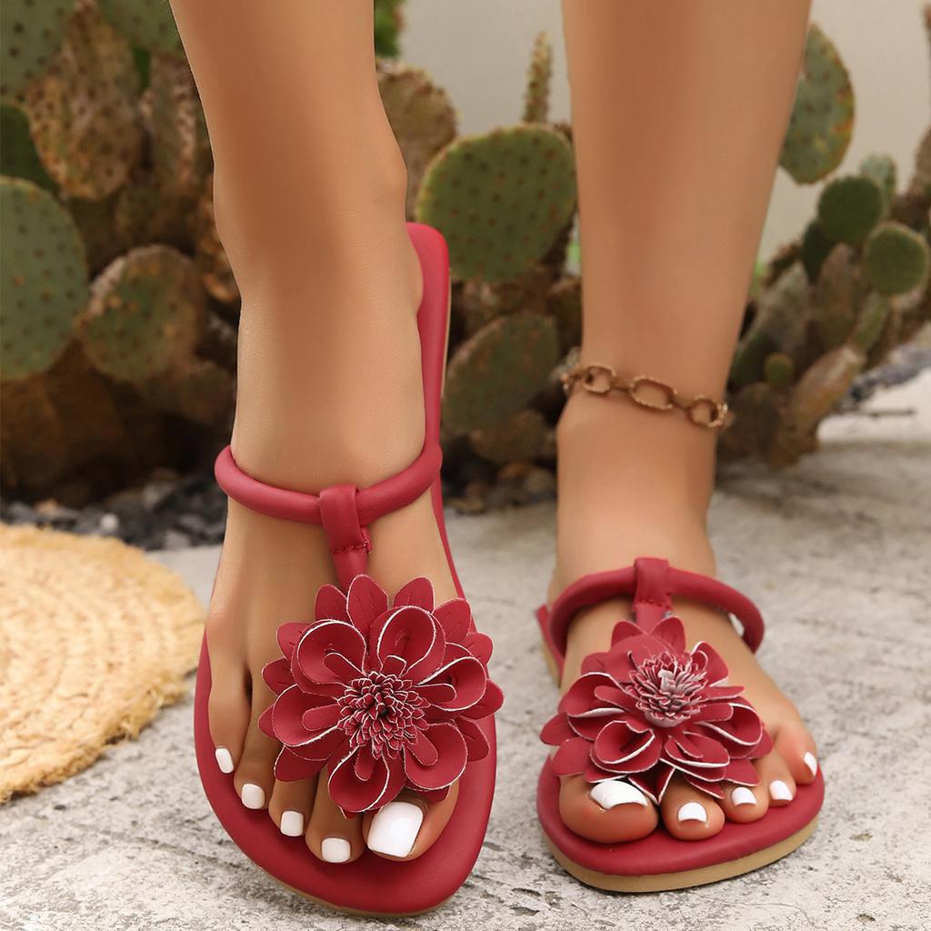 Summer women's flower casual clip toe open toe lightweight beach slippers