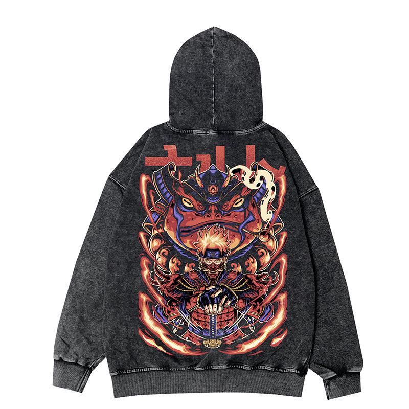 Naruto Vintage Oversized Hooded Jacket - Japanese Anime Style (Autumn/Winter)