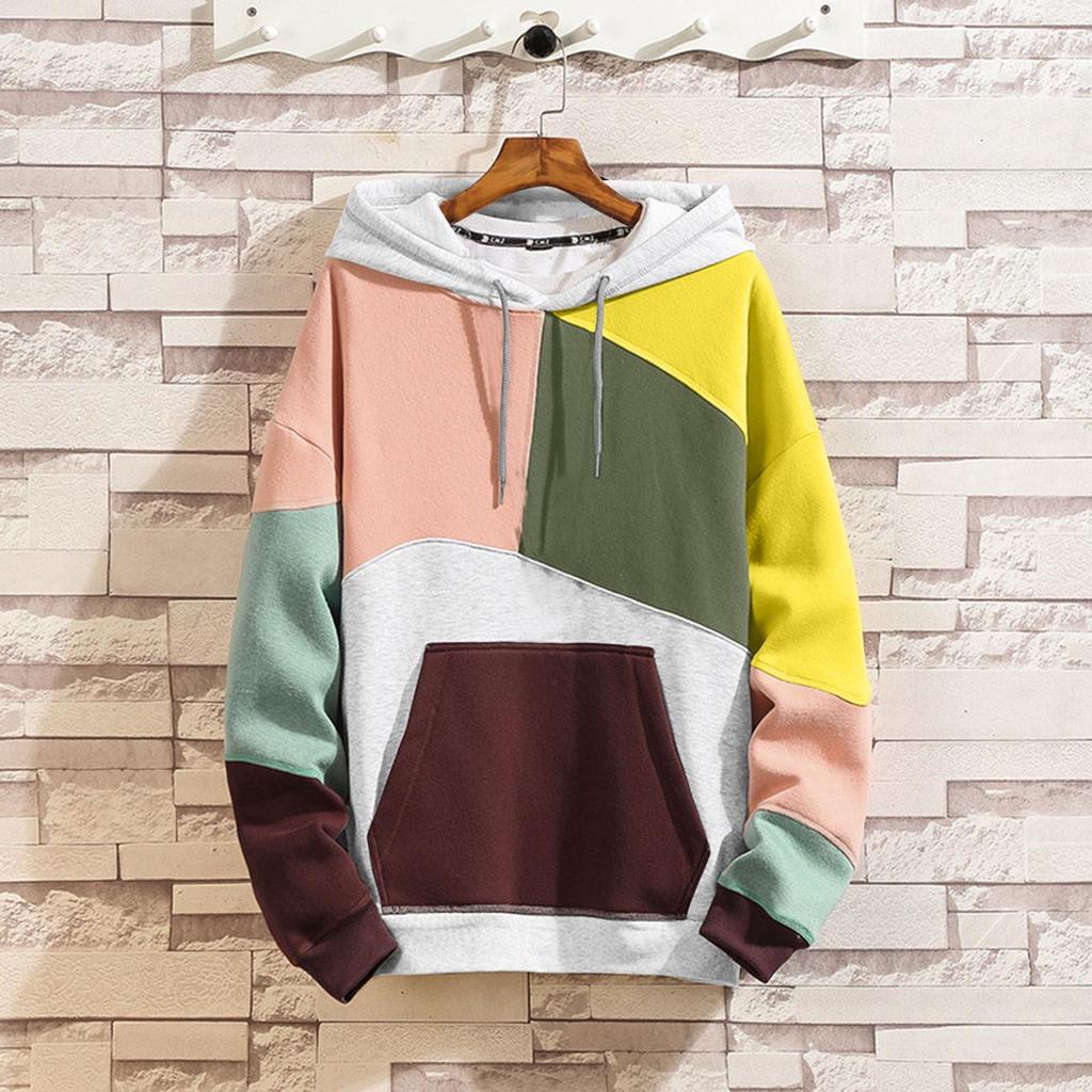Men's 2021 Color Block Patchwork Loose Hoodie for Couples