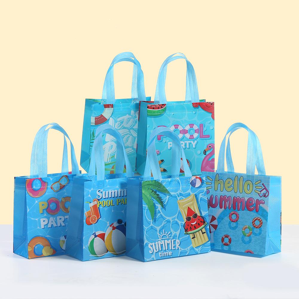 12/30pcs summer themed reusable tote bags for kids party favors beach picnic gift bags nonwoven carry bags for gift