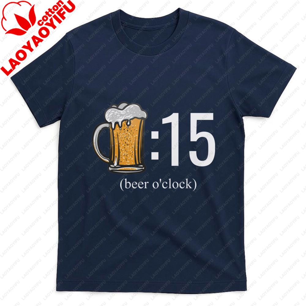Beer Oclock Men TShirt Cotton Summer T Shirt Casual Fashion Tee for Men with Beer Mug Design Perfect Gift for Party