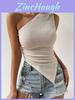 Streetwear Asymmetric Knit Tank Top With Scoop Neck For Spring Fashion