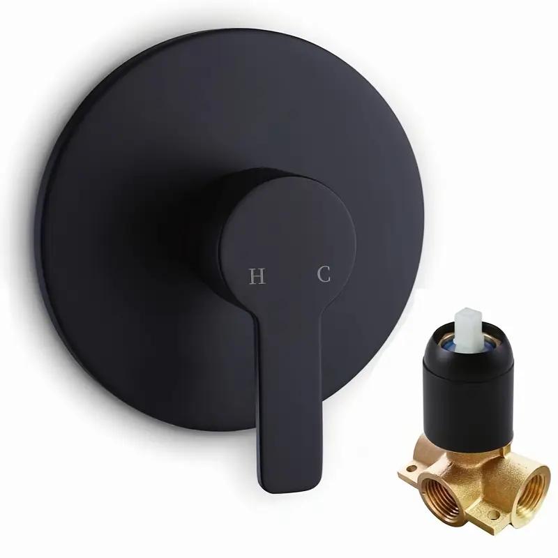 Elegant Black Wall-Mounted Dual Function Shower Faucet with  H  and  C  Labels - Classic Style, Copper Material,
