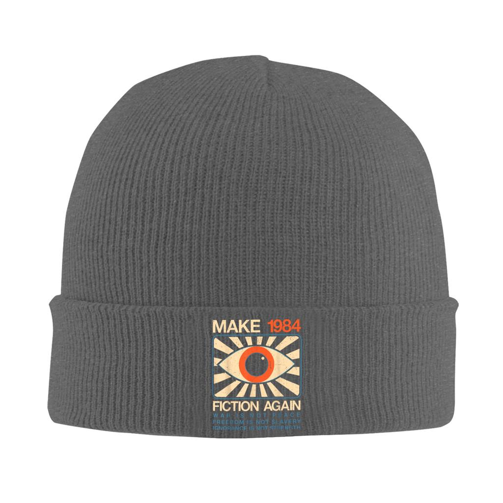 Make Orwell Fiction Again Eye Knit Hat Beanie Autumn Winter Hats Warm Unisex Casual Dystopian Satire Cap for Unisex Women Gift