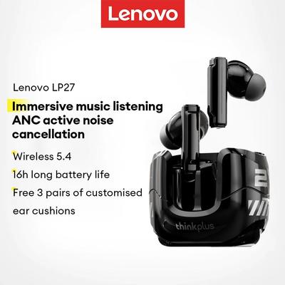 Original Lenovo LP27 Drahtlose Kopfhörer ANC Smart Noise Cancellation Kopfhörer TWS Bluetooth 5.4 Ohrhörer Musik Spiel Doppel Modus Headset