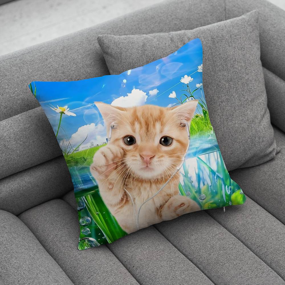 Frutiger Aero Art Pillow Case Antidustmite Pillowcase Invisible zipper silky short plush Sofa cushion cover