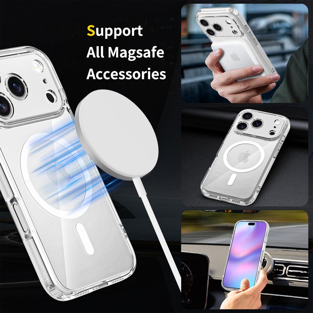 For IPhone 17 Mobile Phone Case Transparent Magnetic Suction for IPhone 16e Anti-fall Upgraded Lens Precision Hole 15promax Protective Case