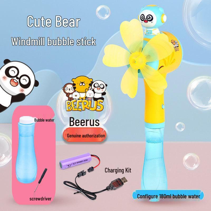 Beerus Space Windmill Bubble Wand - Cute Handheld Toy with Music & Lights for Kids