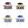 2026 Graduation Party Supplies 4PCS Cake Toppers With Paper Materials Design Paper Graduation Cake Inserts