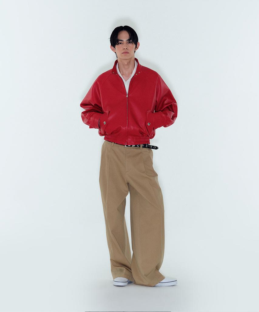 Noiseu Cotton Tailored Straight Pants - Beige