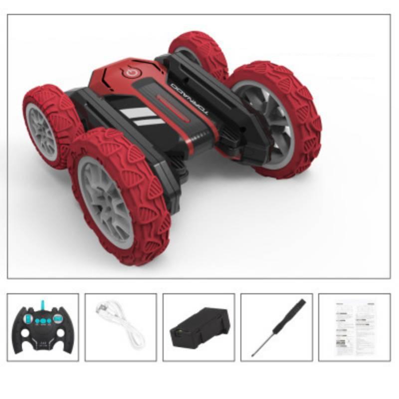 

Dual-sided Rotating Remote Control Stunt Car With Rechargeable Battery Light-up Butterfly Transformation червоний