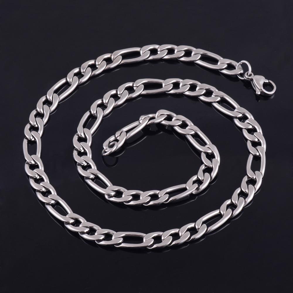 3-11.5mm Men's Stainless Steel Link Figaro Chain Necklace for Women Punk Boy Copper Color Choker Metal Jewelry Accessories Gift